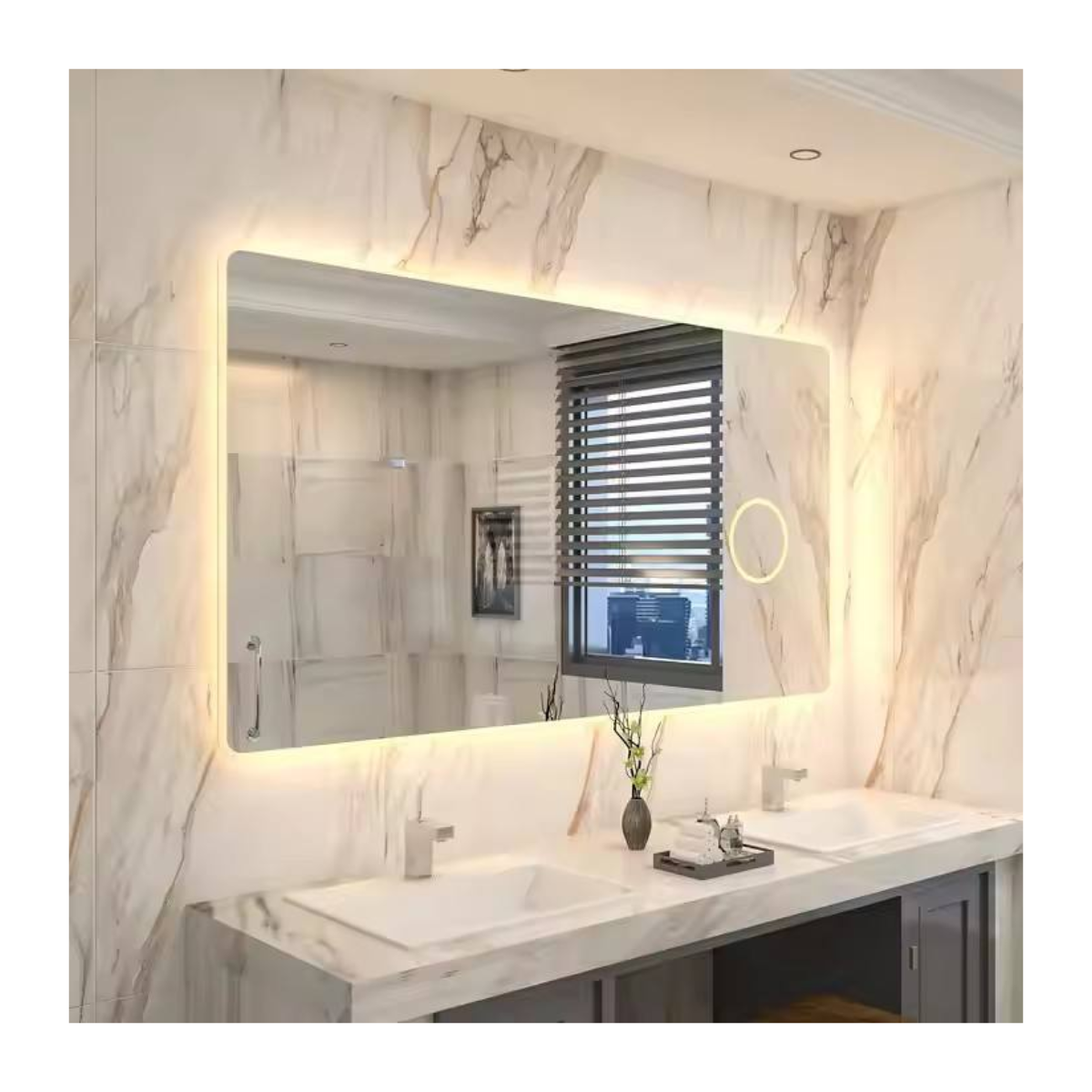 Marble Halo Double-Vanity Mirror
